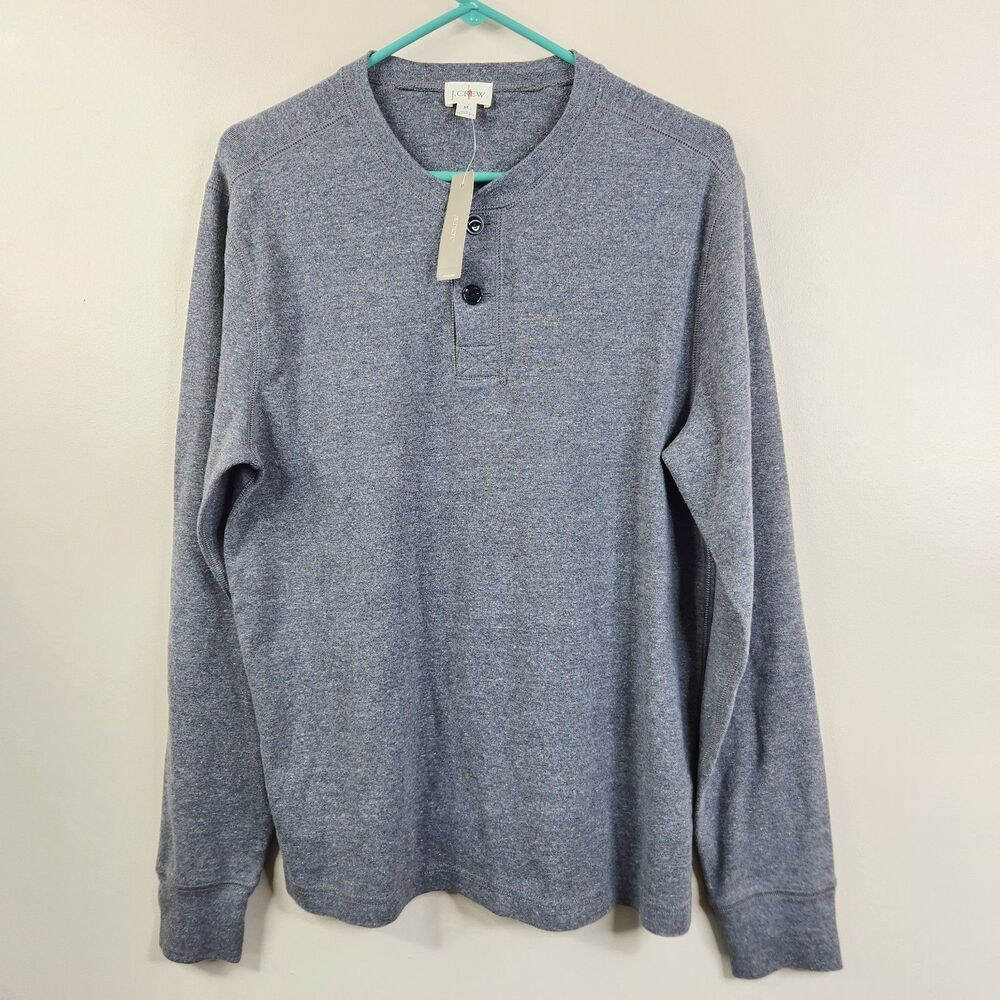 NEW J. Crew Mens Long Sleeve Pullover 2 Button Henley Sweatshirt Medium